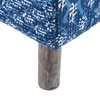 Verona Solid Wood Pouf Stool in Indigo Patch Kantha Fabric