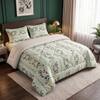 Green Floral 4 Pcs Comforter set with Queen size bedsheet + 2 Pillow covers