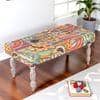 Bestone Solid Wood Bench In Multicolour Patch Kantha Fabric