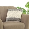 Sober Black  And Natural Knitted Cushion Cover  16X16 Inches
