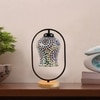 Devansh Multicolor Glass Wooden & Iron  Table Lamp -17 Inch Height  -Akl