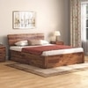 Marieta Solid Wood King Size Box Storage Bed In Teak Finish