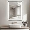 Modern Rectangular LED Mirror Black Stainless Steel Frame with Shelving