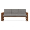 Moreno Three Seater Sofa Wood Sofa In Amber Walnut Finish with Flint Grey Futon Colour