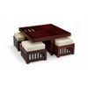 Palladio Sheesham Wood Accent Coffee Table Set With 4 Stools In Honey Finish