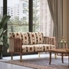 Taran 2 Seater Wooden Sofa in Sunset Ikat Stripes Colour