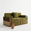 Dhuni Solid Wood Sofa cum bed With Rattan Cane Designed  In Provincial Teak Finish