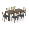 Atlas Solid Wood 6 Seater Dining Table With Reed Dining Chairs Set