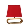Devansh Red Cotton Table Lamp With  Wood Natural Base -4