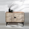 Artism Solid Mango Wood Sideboard with 2 Door Handcarved in Natural Finish