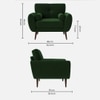 Faro Velvet 1 Seater Sofa in Green Colour