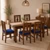 Globally Indian Ananta Solid Sheesham Wood 6 Seater Dining Table Set 6 Chairs Navy Blue