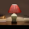 Devansh Conical Pink Jute Shade Lamp With Wood & Mosaic Glass Base For Decoration/Office/Home/Gifting/Study For Decoration/Office/Home/Gifting/Study -(10X10X14.5) Inches -A