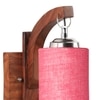 Devansh Solid Wood Electric Wall Light in Brown Colour with Pink Shade Count of 1 Light