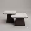 Geometric Nesting Marble Accent Table Set Soft Square Set of 2