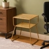 Rattan Iron Side Table in Gold Colour