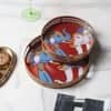 Elephant Round Pichwai Tray Set Of 2 In Blue And White Colour