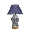 Devansh Conical  Blue Jute Shade  Lamp With  Wood & Mosaic Glass Base For Decoration /Office/Home/Gifting/Study For Decoration /Office/Home/Gifting/Study -(10X10X14.5) Inches -