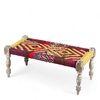 Oakville Sheesham Wood 2 Seater Maachi Bench In Assorted Multi-Colour Chindi & Yellow Rope Canning