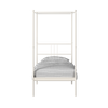Perryn Four Poster Metal Non Storage Single Bed in Glossy Ivory Finish