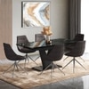 Caribu 4 To 6 Extendable Dining Table With Set Of 6 Doris Swivel Accent Chairs (Colour- Dark Grey, Finish- Black High Gloss)