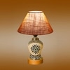 Devansh Conical Beige Jute Shade Lamp With Wood & Mosaic Glass Base For Decoration/Office/Home/Gifting/Study For Decoration/Office/Home/Gifting/Study -(10X10X14.5) Inches -A