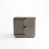 Manfred Leather Side Table in Brown Colour