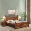 Syan Sheesham Wood King Size Bed Non Storage Provincial Teak Finish (72 x 78 inches)