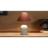 Grey cotton with White Brushed Wood Table Lamp