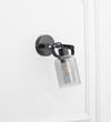 Bravo Single Light Wall Fitting In Black Finish Metal With Smoke Glass