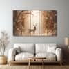 The Castle Decor Golden Deer Wall Painting Wooden Framed Digital Painting 27x48 Inch (Style 2)