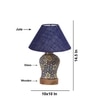 Devansh Conical Blue Jute Shade Lamp With Wood & Mosaic Glass Base For Decoration/Office/Home/Gifting/Study For Decoration/Office/Home/Gifting/Study -(10X10X14.5) Inches -A