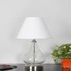 CRYSTAL Clear Glass Table Lamp with Chrome Base and White Shade