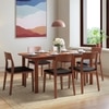 Dane Solid Wood Dining Table 6 Seater with 6 Clarke Solid Wood Dining Chairs (Finish: Honey, Colour: Black Leatherette)
