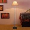 Harry Beige Natural Fiber Shade Floor Lamp with Black Iron Base