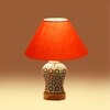 Devansh Conical Orange Cotton Shade Lamp With Wood & Mosaic Glass Base For Decoration/Office/Home/Gifting/Study For Decoration/Office/Home/Gifting/Study -(10X10X14.5) Inches -A