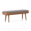 Nuvo Solid Wood Upholstered Bench In Amber Walnut Finish and Shitake Beige Colour