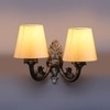 Devansh Metal Electric Wall Light in Antique Gold Colour with off-white Shade Count of 2 Lights