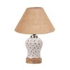 Devansh Conical Beige Jute Shade Lamp With Wood & Mosaic Glass Base For Decoration/Office/Home/Gifting/Study For Decoration/Office/Home/Gifting/Study -(10X10X14.5) Inches -A