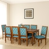 Globally Indian Sheesham Wood 8 Seater Dining Table Set With 8 Solid Wood Upholstered Chairs –  In Blue Color