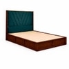 Vedanch Solid Wood Queen Size Upholstered Bed With Box Storage (Provincial Teak Finish, Teal Colour)