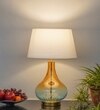 Kingham Bottle Green Amber Finish Glass And Amber Glass Table Lamp With White Cotton Shade