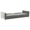 Calisa 3 Seater Velvet Sofa Cum Bed in Grey colour
