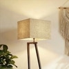 Angular Beige Jute Floor Lamp with Beige Jute Base