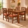 Globally Indian Vallari Solid Sheesham Wood 4 Seater Dining Table Set 4 Chairs Terracotta Orange