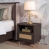 Fiji Solid Wood and Cane Bedside Table in Dark Chestnut Finish