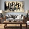 The Castle Decor Seven Running Horses Vastu Wall Art Wooden Framed 27x48 Inch