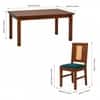 Globally Indian Fleur Solid Sheesham Wood 6 Seater Dining Table Set 6 Chairs Teal Blue