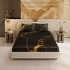 Stoa Paris 300TC UltrSatin King Bedsheet Set Satin King Velvet Black Gold