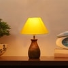 Devansh Yellow Cotton Table Lamp With  Wood Natural Base (10X12.5 Inches)-29